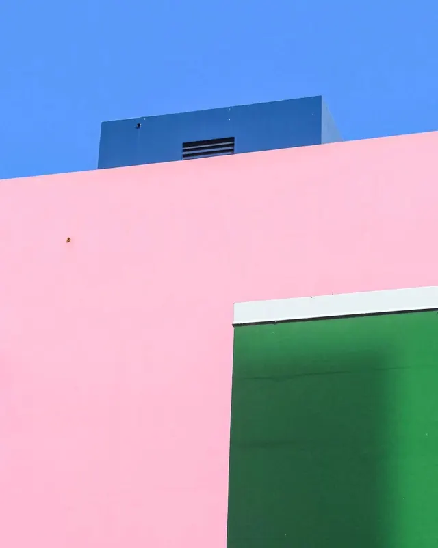 Pink and Green Architectural Block, minimal, geometric, vibrant