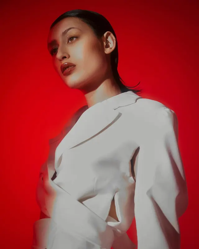 Portrait in Red and White
