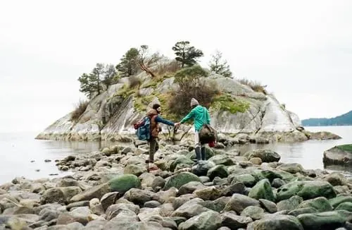 Outdoor Activity on Rocky Shore