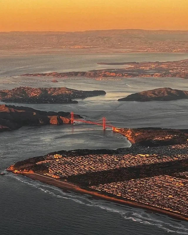 Aerial Coastal Cityscape at Sunset