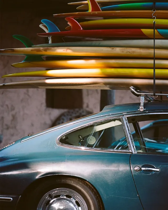 Vintage Car and Surfboards