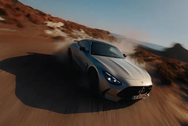 Electric Vehicle in Desert Landscape