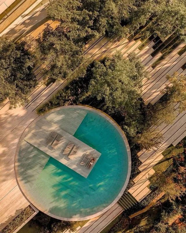 Aerial Pool and Garden View