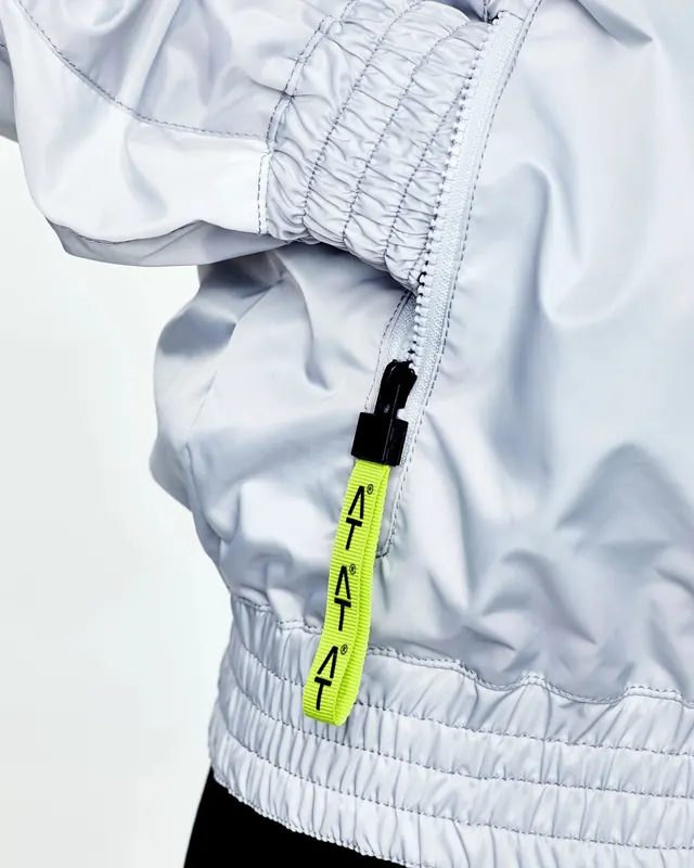 White Technical Jacket with Yellow Zipper Detail