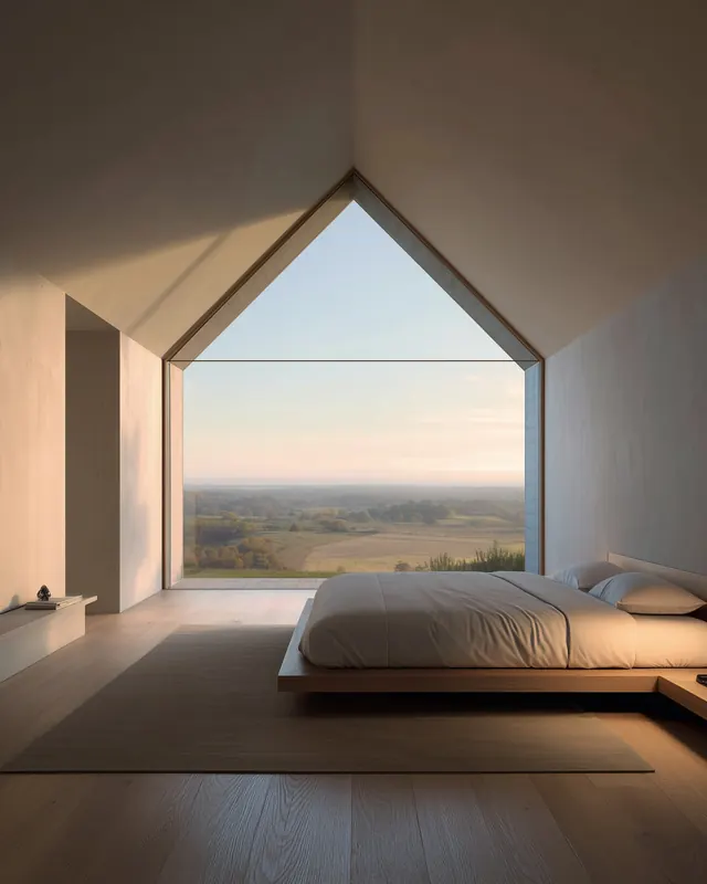 Minimalist Attic Bedroom Interior
