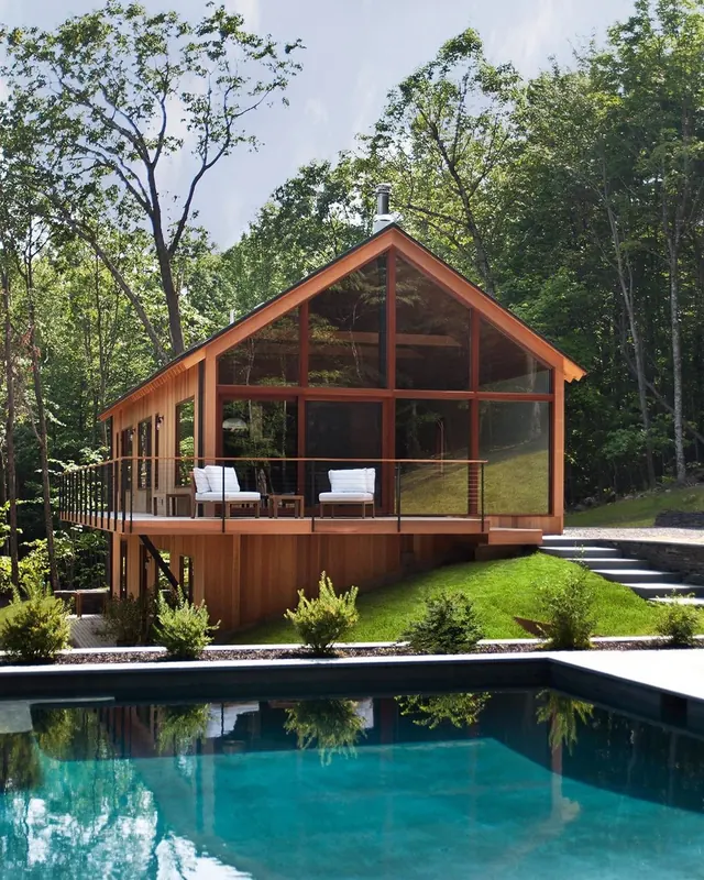 Modern A-Frame Cabin with Pool