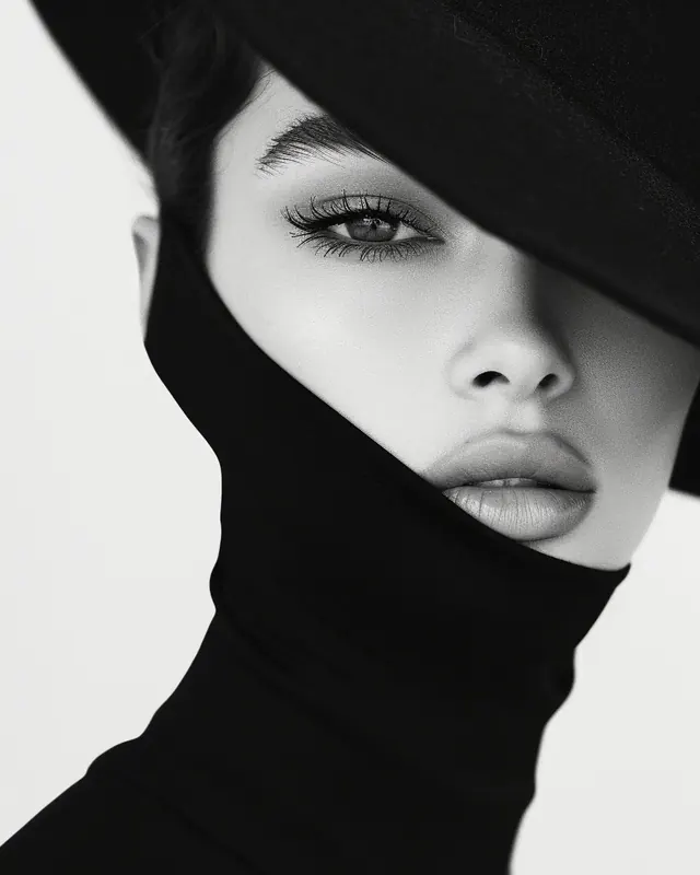 High-Contrast Portrait with Fabric Overlay