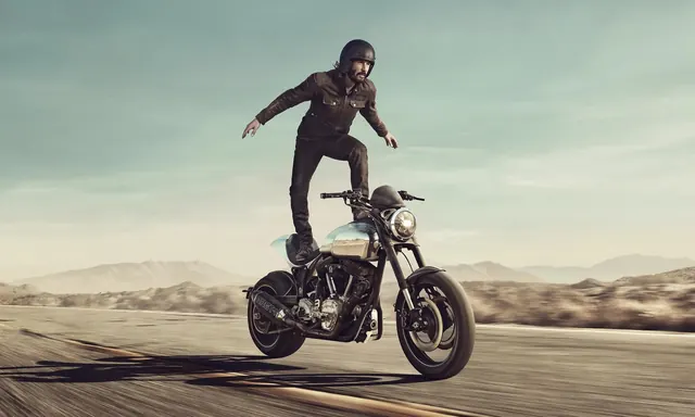 Motorcycle Rider in Desert