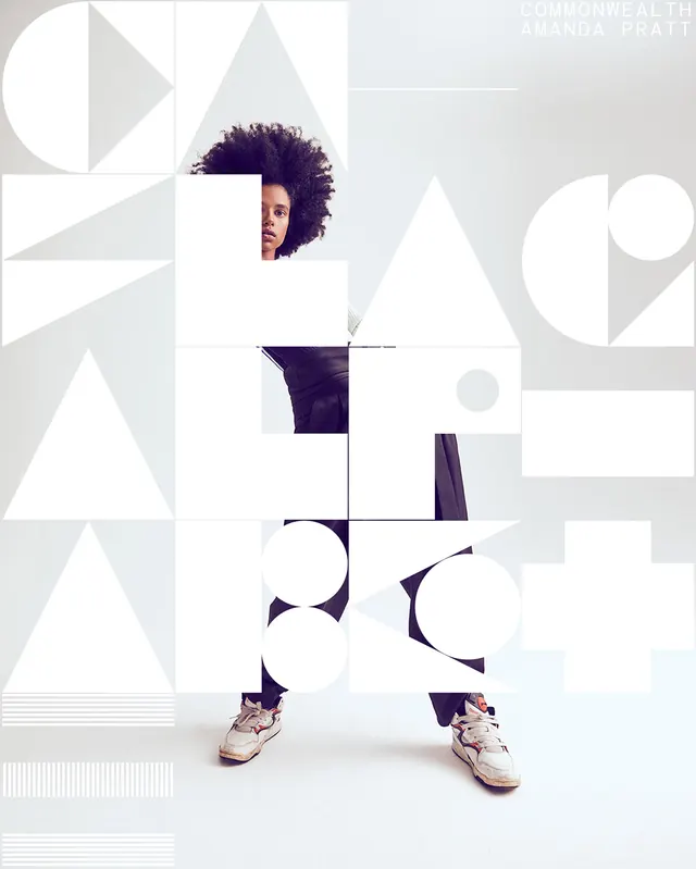 Commonwealth visual identity fashion portrait, minimal, geometric, light