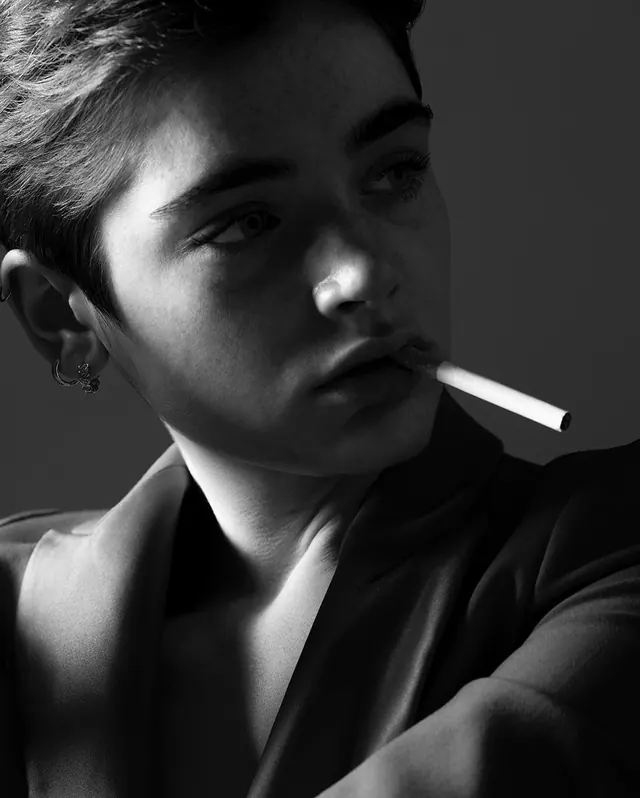 Monochrome Portrait with Cigarette