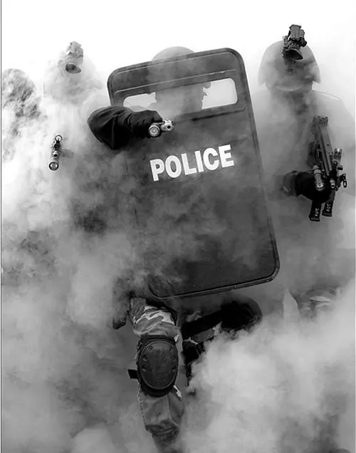 Police Vehicle in Smoke