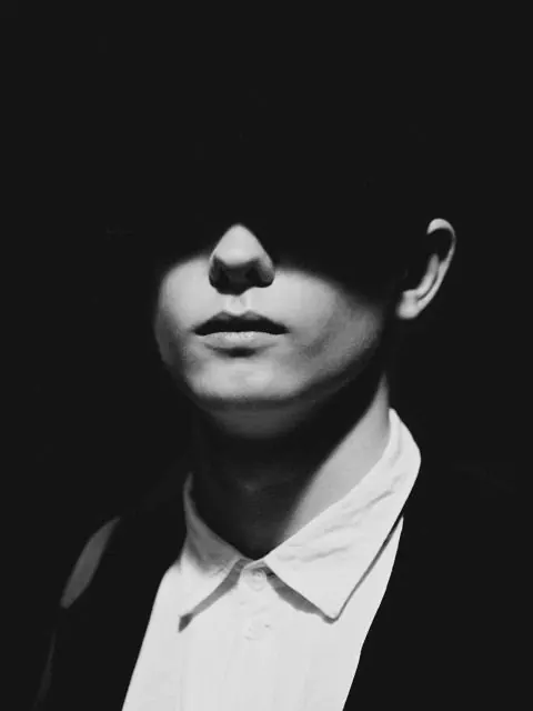 Half-shadow portrait study, photographic, monochrome, monochrome