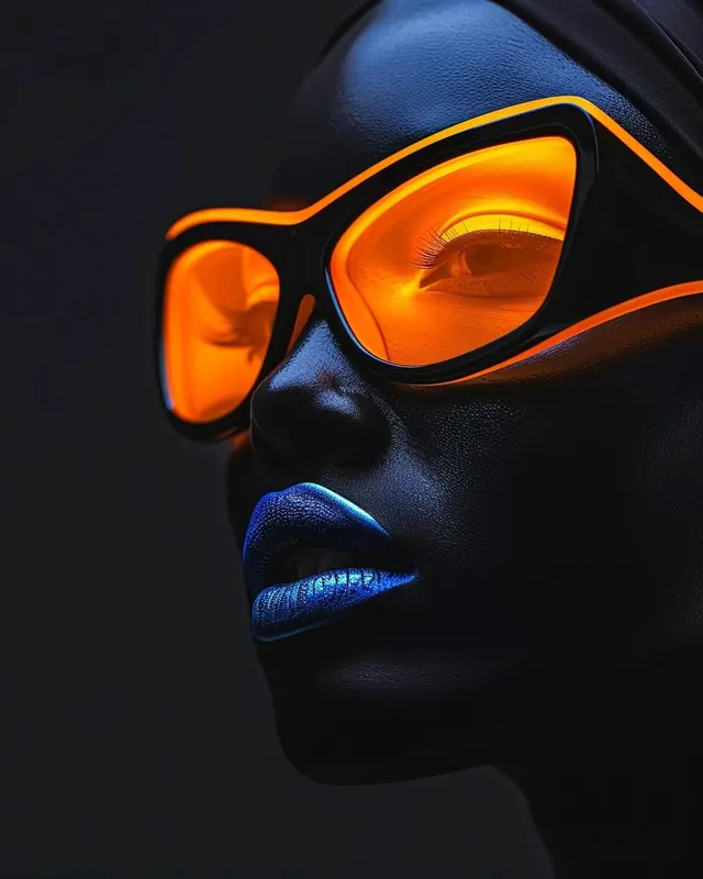 Cyberpunk Portrait with Orange Sunglasses