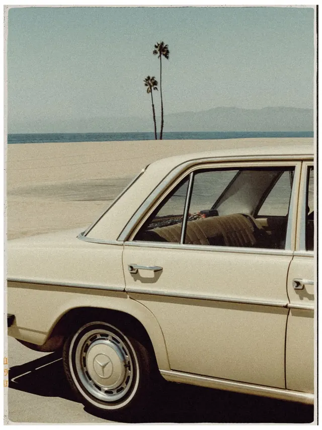 Vintage Car on Beach