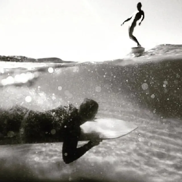 Surfer Silhouette and Underwater Action