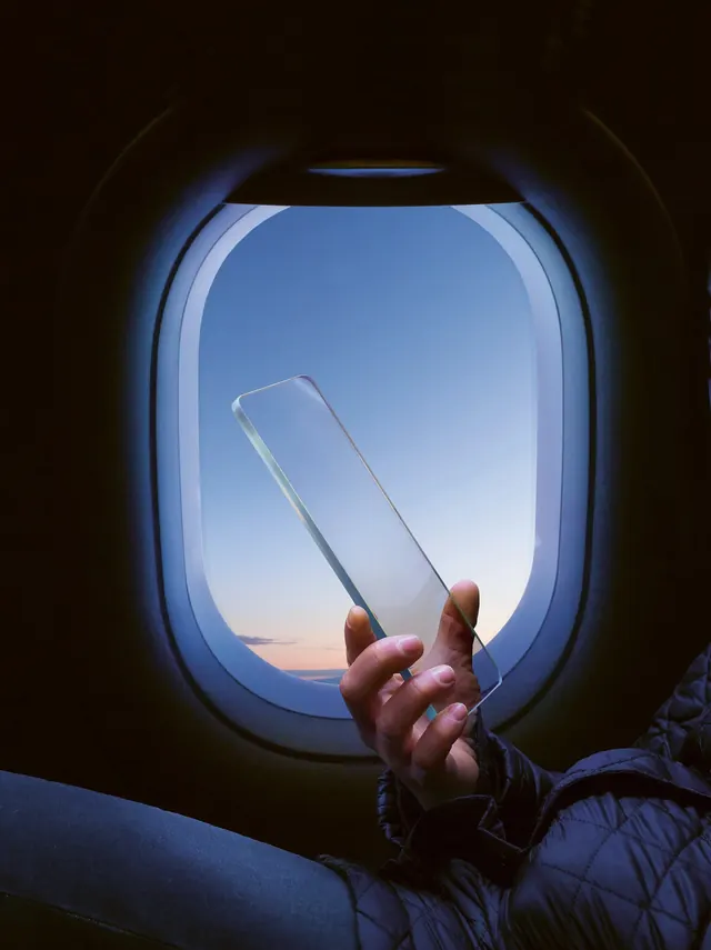 Smartphone in Airplane Window
