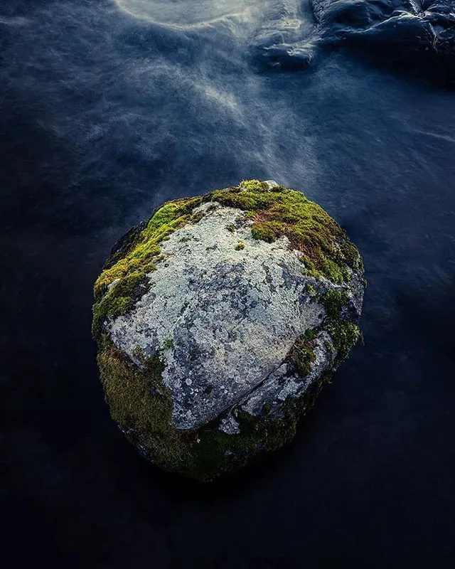 Mossy Rock in Water