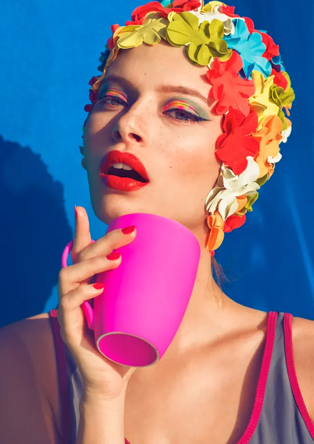 Vibrant Portrait with Floral Headpiece