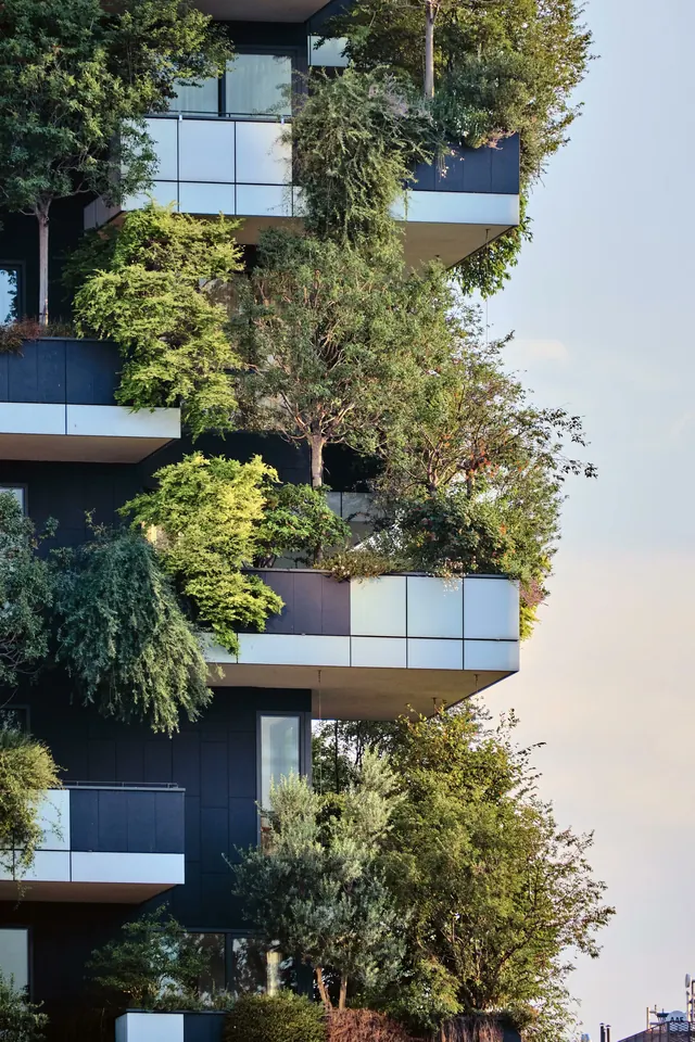 Bosco Verticale facade, organic, photographic, light