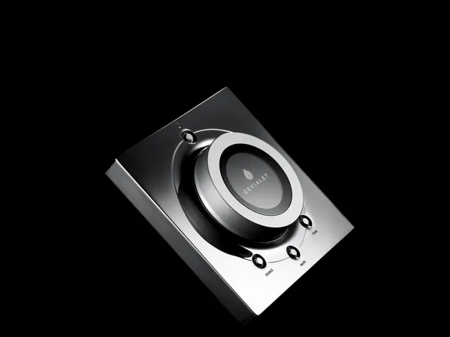 Devialet silver audio controller, minimal, luxury, dark