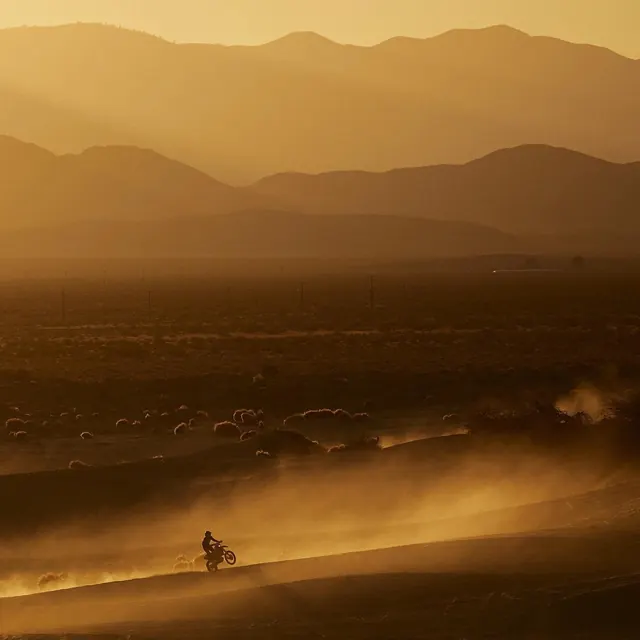 Desert Landscape with Dust Trail