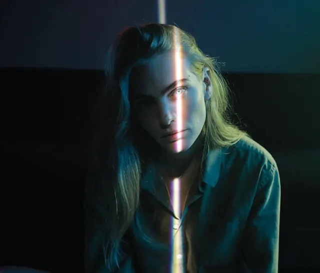 Portrait with Vertical Light Streak