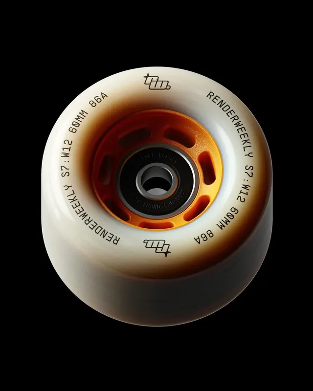 RenderWeekly Skateboard Wheel, minimal, technical, dark