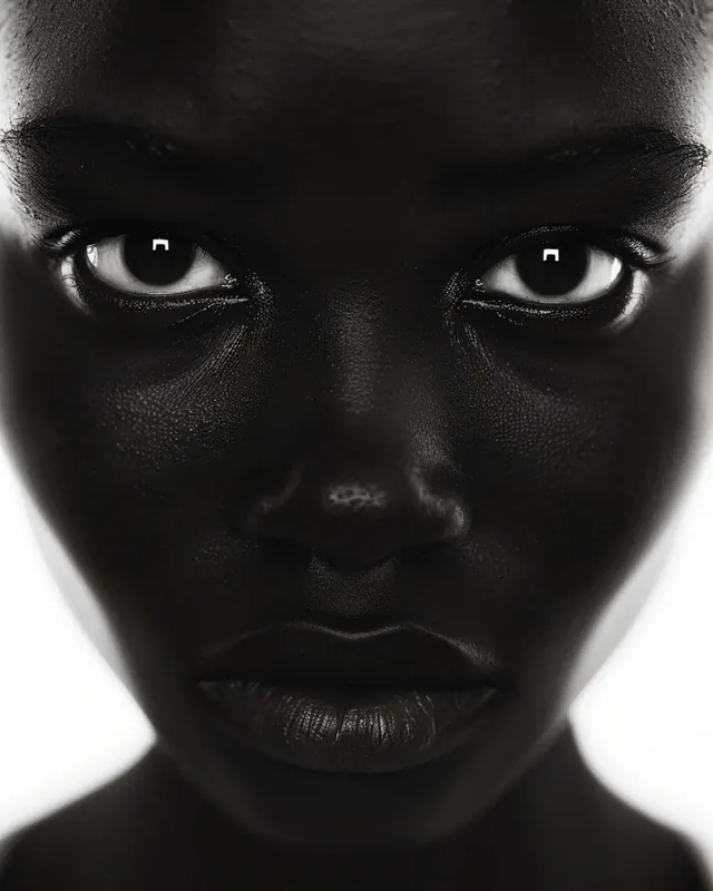 Dramatic Close-up Portrait, minimal, photographic, dark