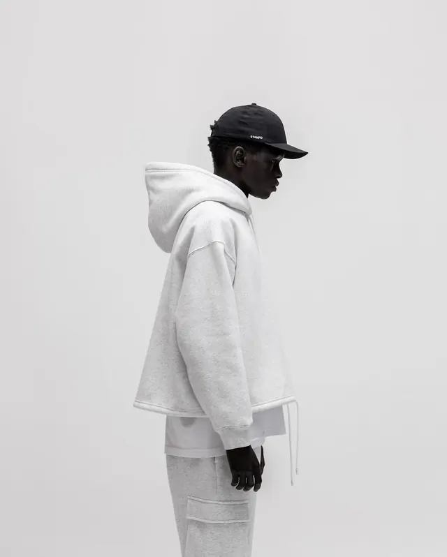 Stampd grey hoodie fashion profile, minimal, monochrome, light