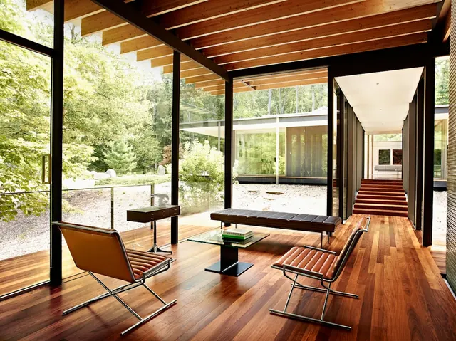 Modern Architectural Interior with Wood Accents