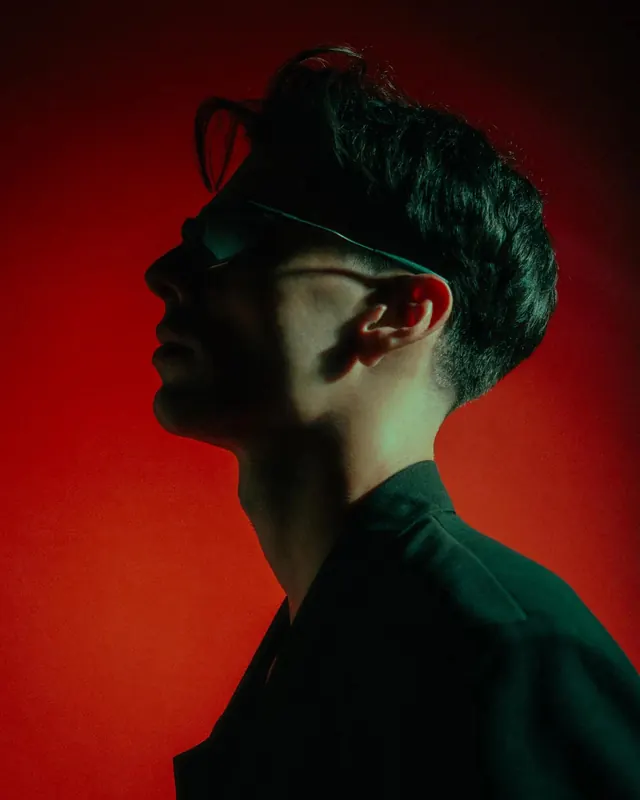 Profile Portrait with Red Lighting