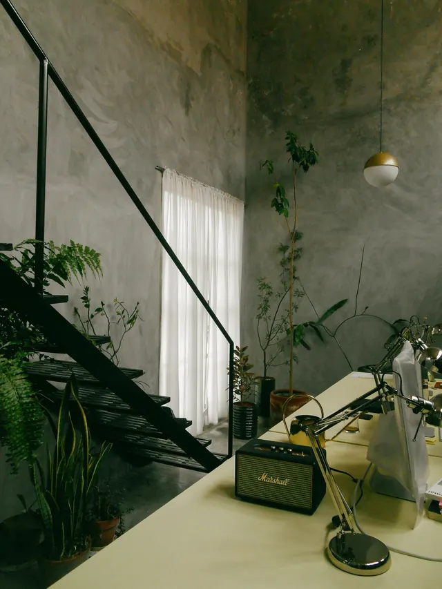 Industrial Interior with Greenery