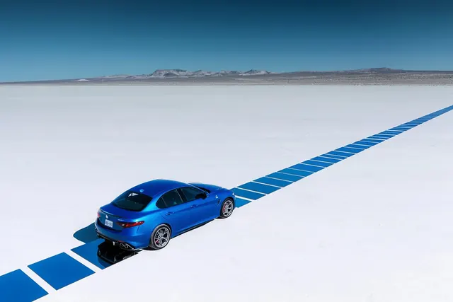 Blue Car on Salt Flat