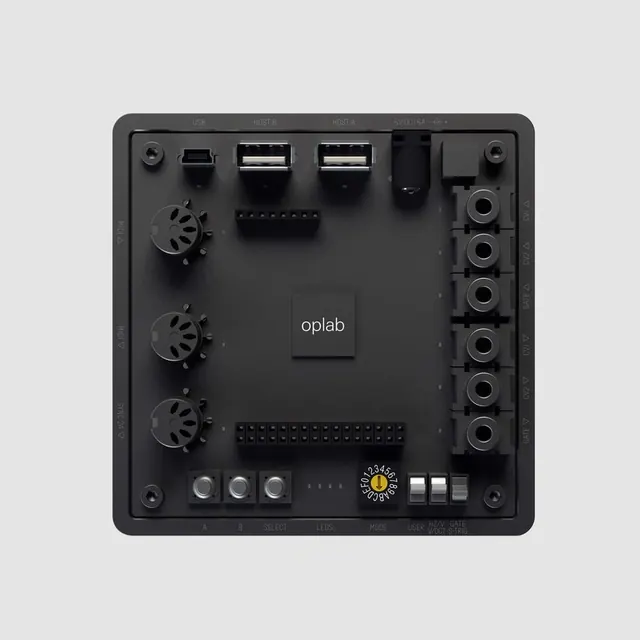 Oplab modular hardware panel, minimal, technical, dark