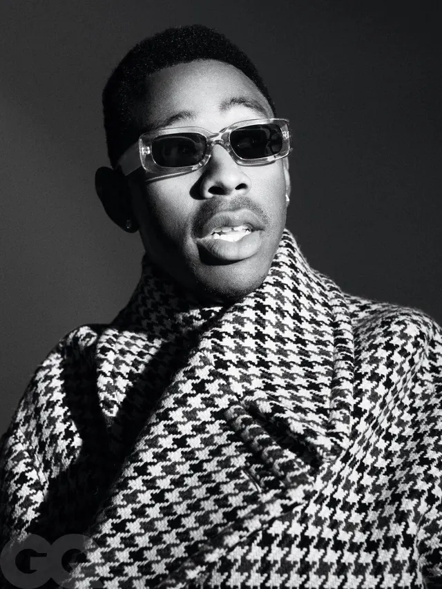 Monochrome Portrait in Houndstooth Coat