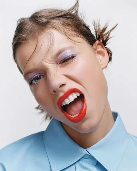 Portrait of a woman with expressive makeup