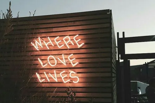 Neon Signage on Corrugated Metal