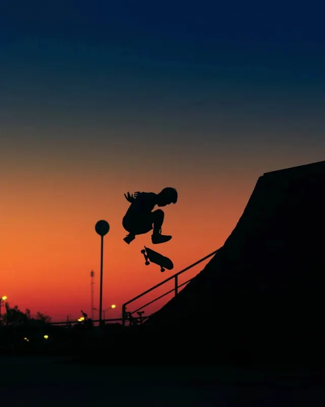 Skateboarder Silhouette at Sunset