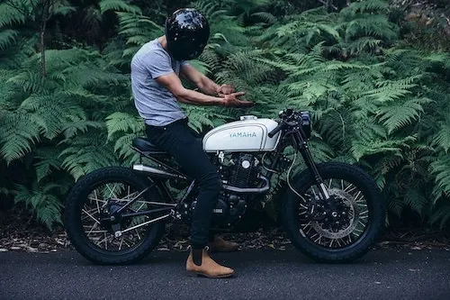 Motorcycle Rider in Forest