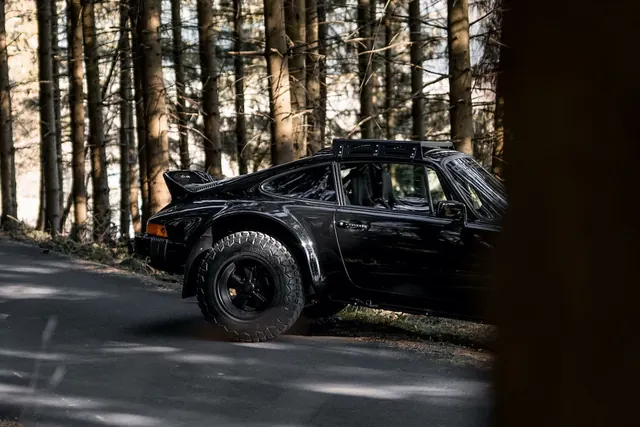 Black SUV in Forest