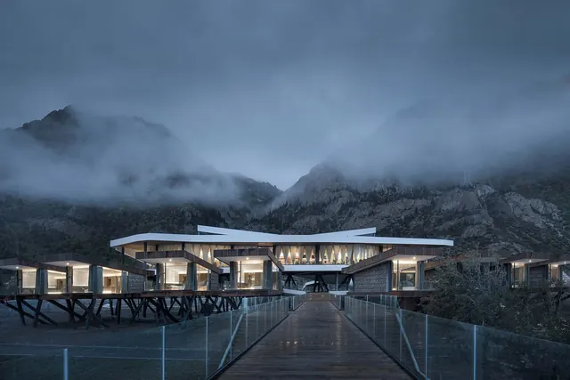 Modern Architectural Structure in Mountainous Landscape