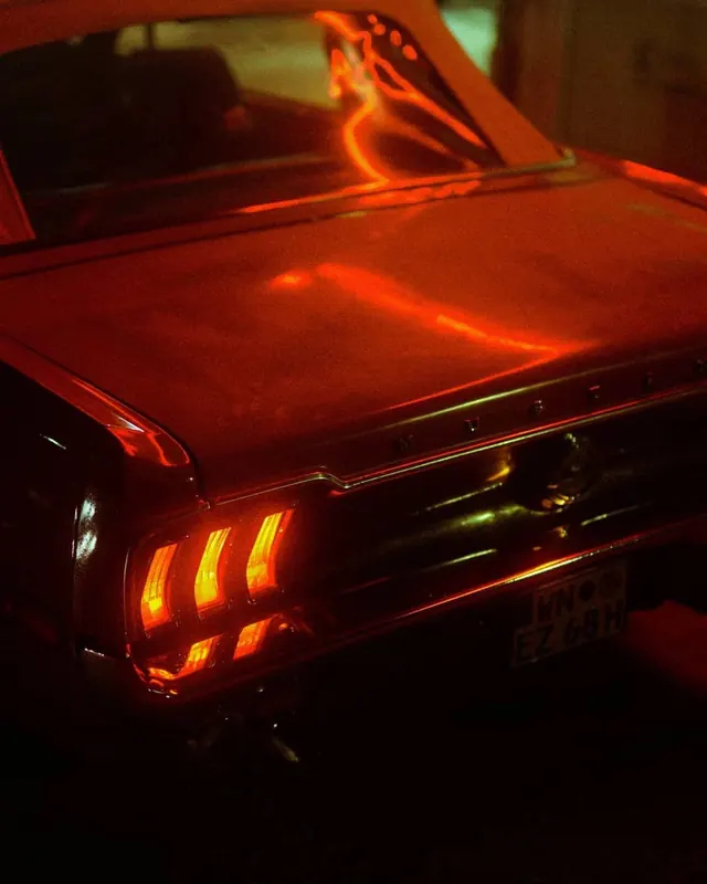 Red Classic Car Night Shot