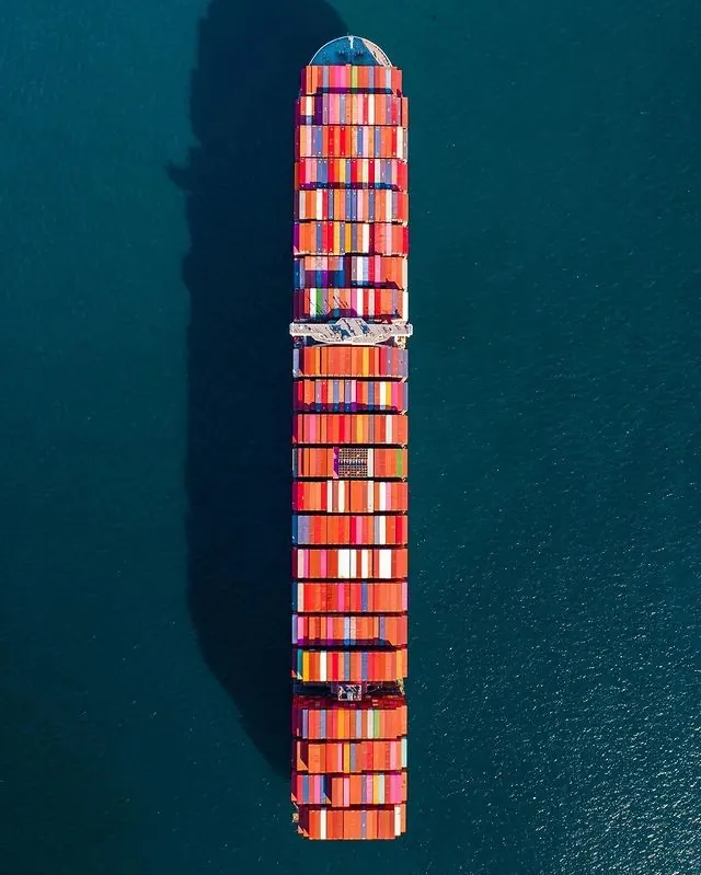 Vertical Container Ship on Water