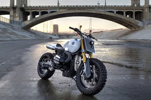 Motorcycle under bridge