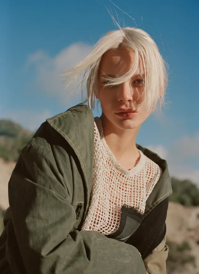 Portrait of a woman in knitwear