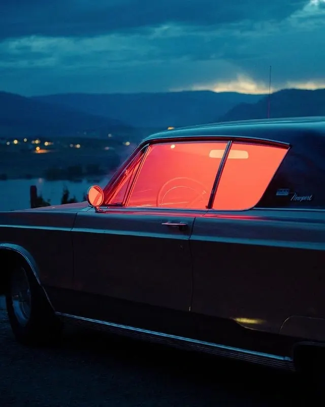 Vintage Car with Neon Interior