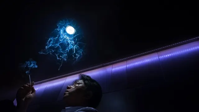 Dark Cinematic Portrait with Neon Accents