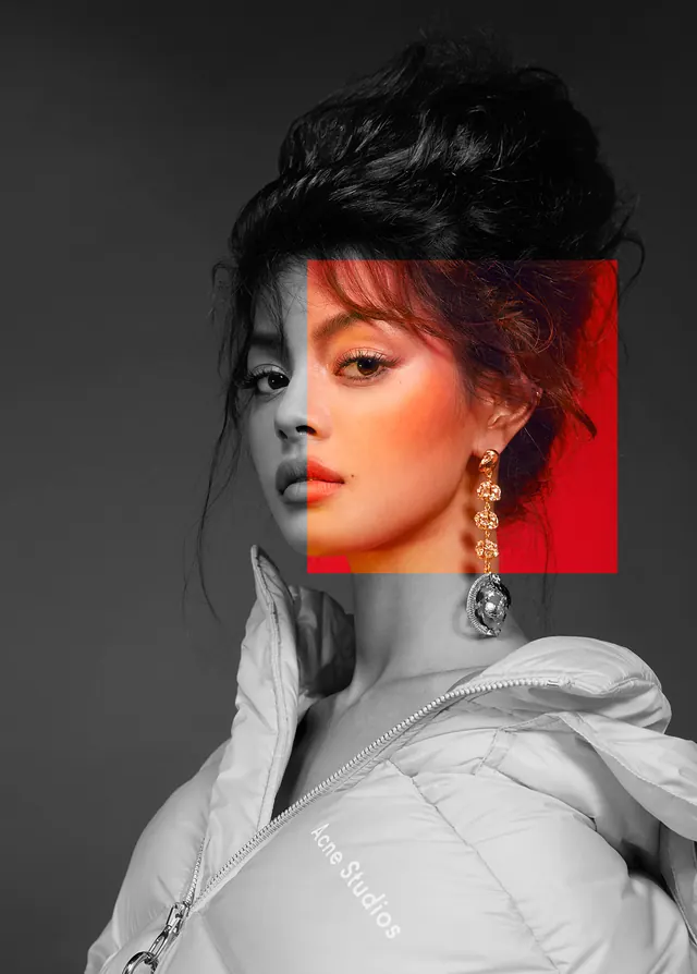 High-Fashion Portrait with Graphic Overlay