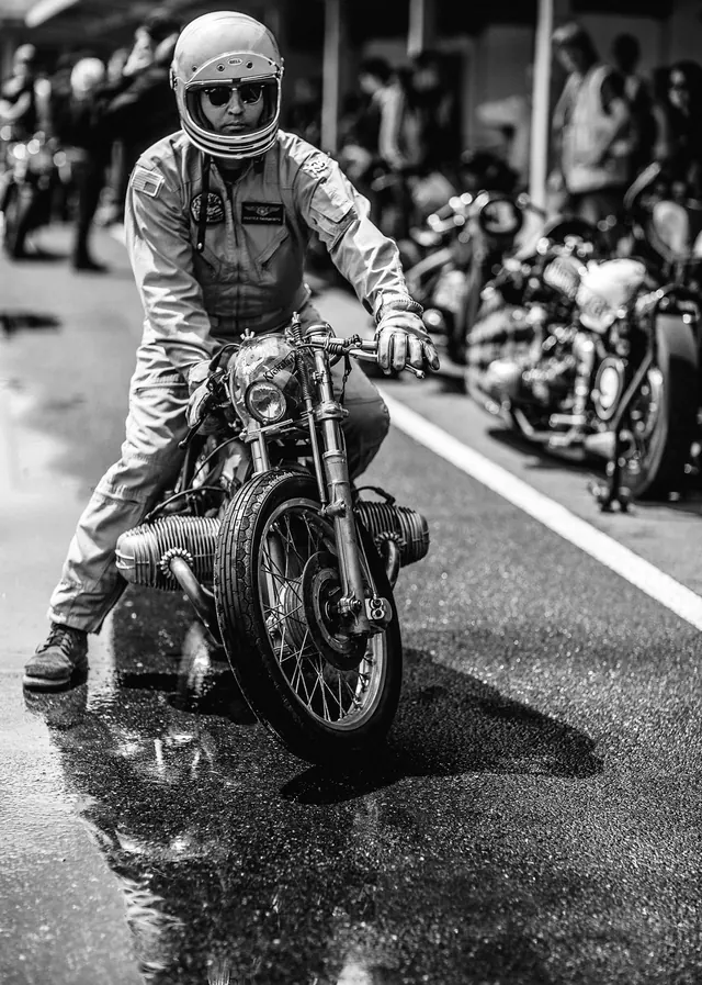 Motorcycle Rider in Rain
