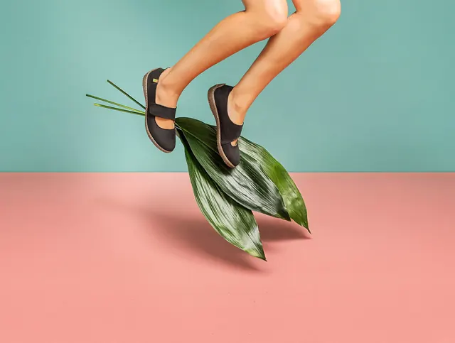 Model with Sandals and Leaf